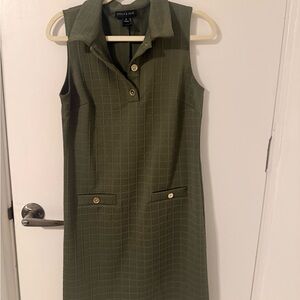 Stella & Rae Olive Green Checkered Midi Dress